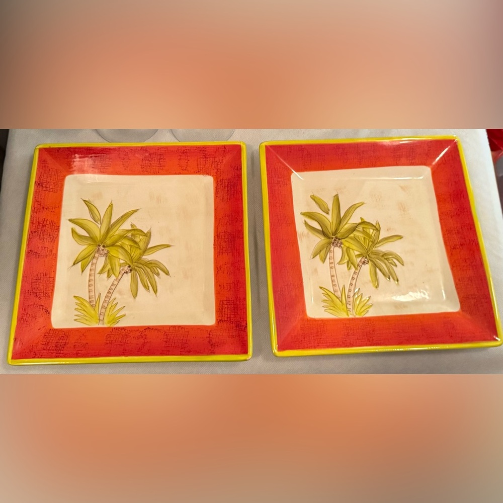 2 Gates Ware Palm Tree square plate. 8”